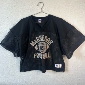 Vintage Russell Athletic Cropped Mesh Football Jersey McGregor 89 USA Boxy Black